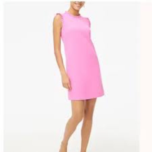 J. Crew Vibrant Pink Ruffle Sleeve Mini Dress - Picture 1 of 13